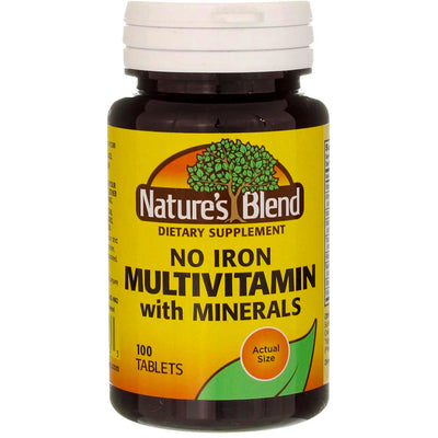 Nature's Blend No Iron Multivitamin with Minerals Tablets, 100 Ct