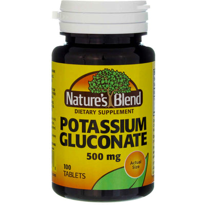 Nature's Blend Potassium Gluconate Tablets, 500 mg, 100 Ct