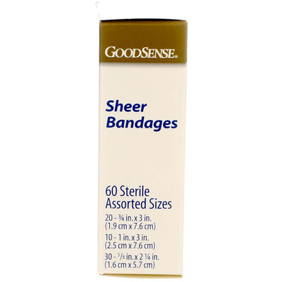 GoodSense Sheer Bandages, Assorted Sizes, 60 Ct