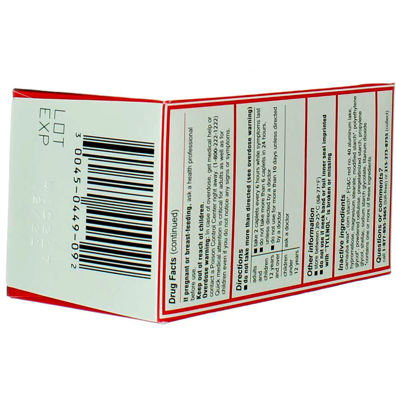 Tylenol Extra Strength Acetaminophen Caplets, 500 mg, 100 Ct