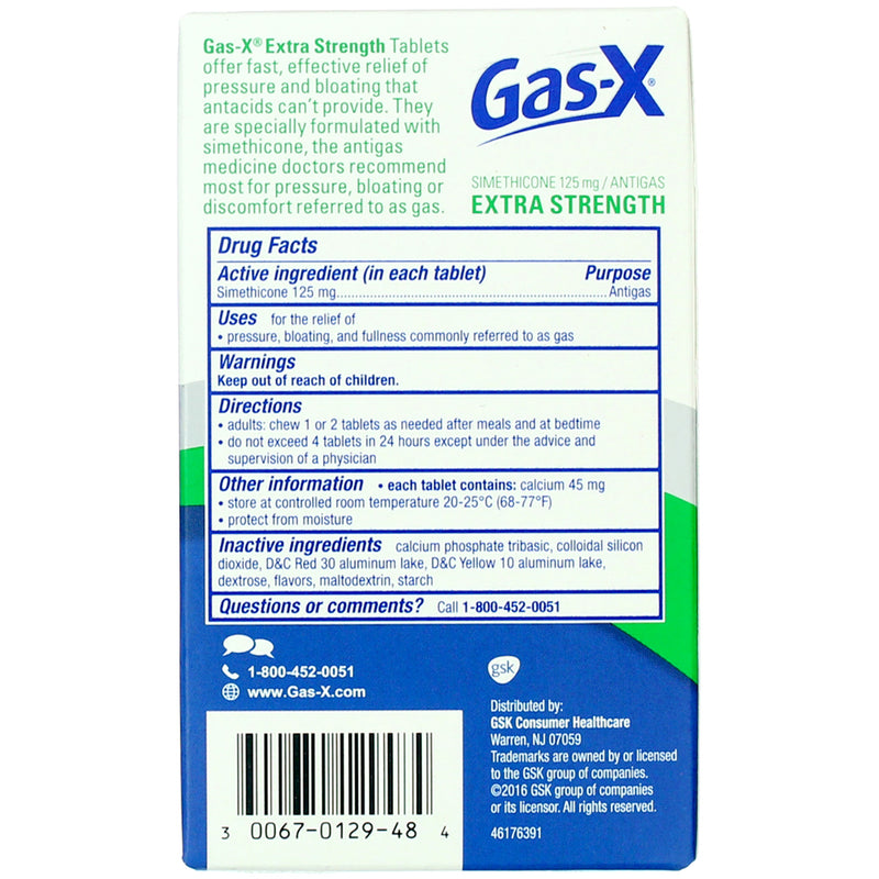 Gas-X Extra Strength Gas Relief Chewable Tablets, Peppermint Creme, 48 Ct