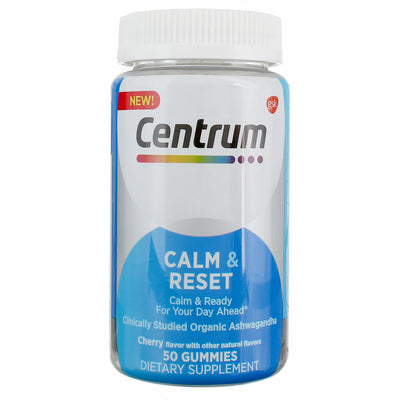 Centrum Calm & Reset, Calm Gummies With Ksm-66 Ashwagandha, Vitamin B12 and Vitamin B6 - 50 Adult Gummies