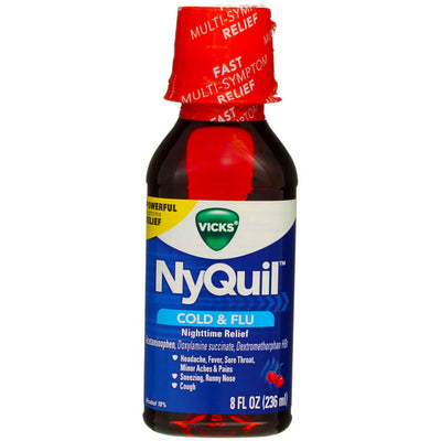 Vicks NyQuil Nighttime Cold & Flu Relief Liquid, Cherry, 8 fl oz