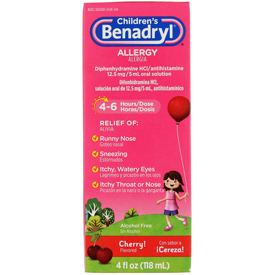 Benadryl Allergy Children's Liquid, Cherry, 4 fl oz