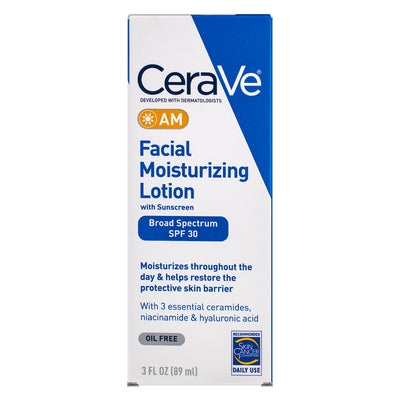 CeraVe AM Oil Free Facial Moisturizing Lotion, SPF 30, 3 fl oz