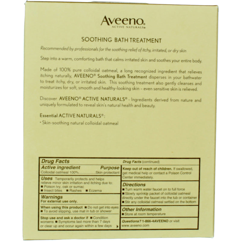 Aveeno Active Naturals Soothing Bath Treatment Packets, Fragrance Free, 1.5 oz, 8 Ct