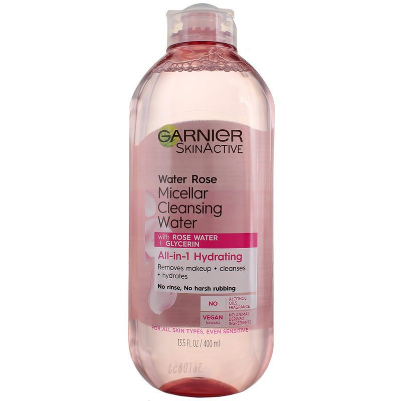 Garnier Skin Active With Rose Water + Glycerin All-In-1 Hydrating Micellar Water, 13.5 fl oz