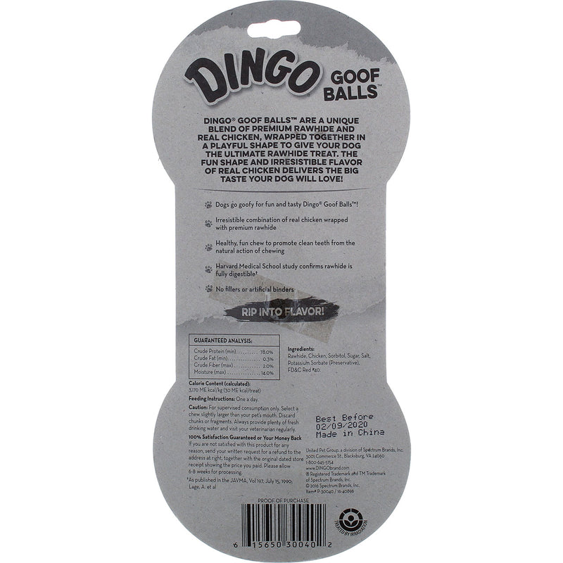 Dingo Goof Balls Dog Chews, Small, Chicken, 4 Ct
