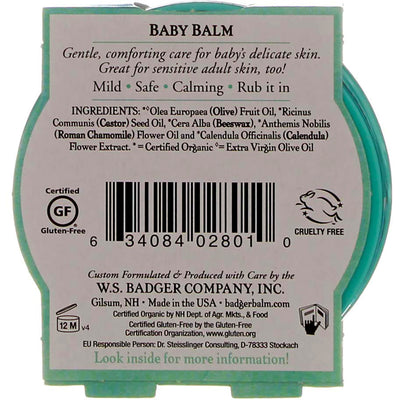 Badger Baby Balm Tin, Chamomile and Calendula, 2 oz