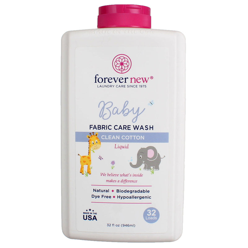 Forever New Baby Liquid Formula Fabric Care Wash, Clean Cotton, 32 fl oz