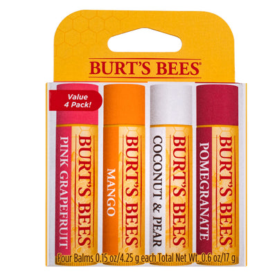 Burt's Bees 100% Natural Superfruit Moisturizing Lip Balm, Assorted, 4 Ct