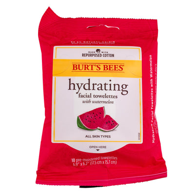 Burt's Bees Hydrating Facial Towelettes, Watermelon, 10 Ct