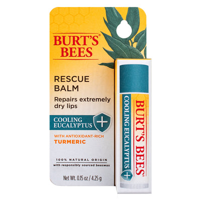 Burt's Bees 100% Natural Origin Rescue Lip Balm, Cooling Eucalyptus, 0.15 oz