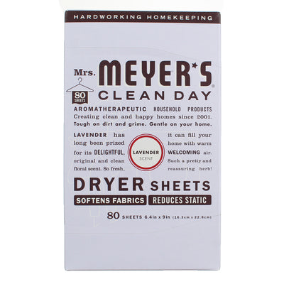 Mrs. Meyer's Clean Day Dryer Sheets, Lavender , 80 Ct