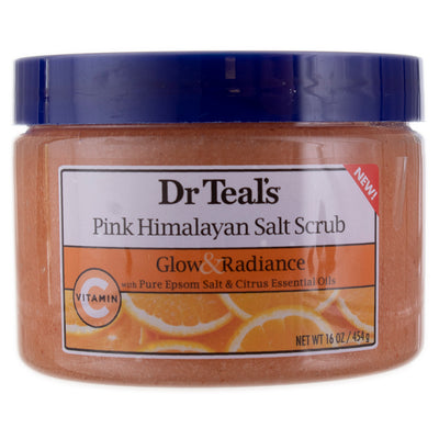 Dr Teal's Pink Himalayan Salt Body Scrub Glow & Radiance with Citrus Essential Oils 16 oz
