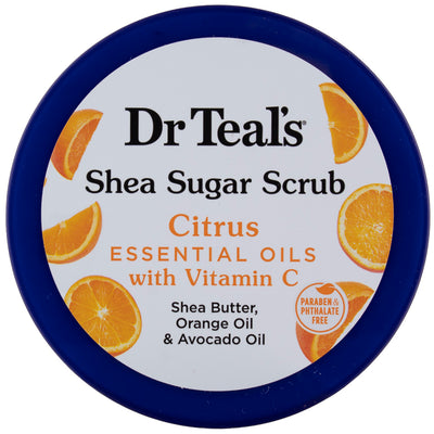 Dr Teal's Shea Sugar Body Scrub, Citrus Essential Oils with Vitamin C, 19 oz