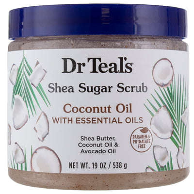 Dr Teal's Shea Sugar Body Scrub, Coconut Oil with Essential Oils, 19 oz
