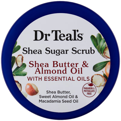 Dr Teal's Shea Sugar Body Scrub, Shea Butter & Almond Oil with Essential Oils, 19 oz