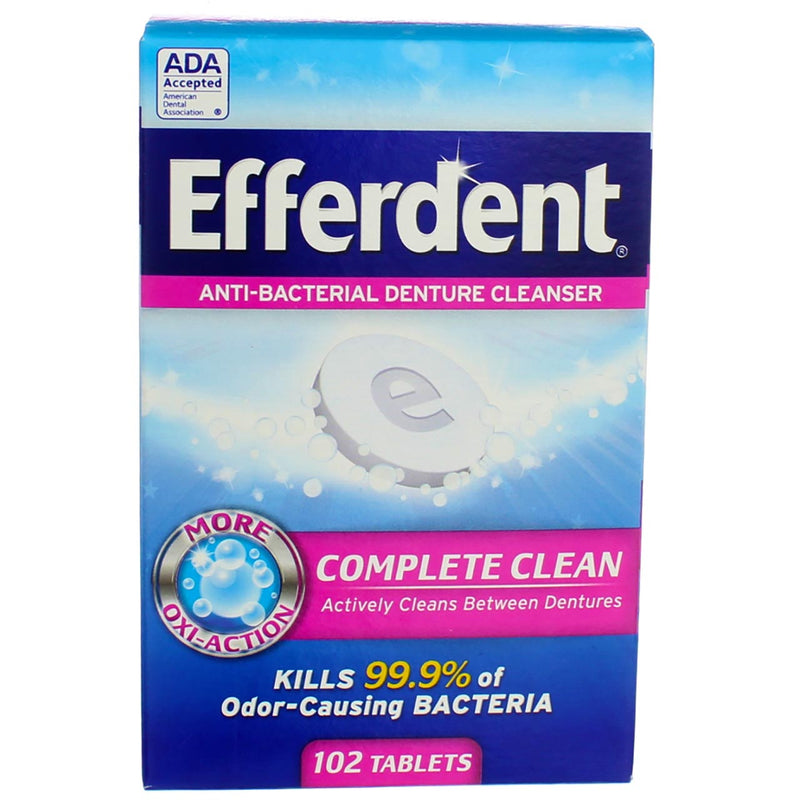 Efferdent Retainer Cleaning Tablets, Denture Cleanser Tablets, 102 Tablets (Pack of 1)