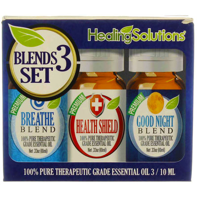 Healing Solutions Therapeutic Essential Oil Set, Blends 3 Set, 0.33 oz, 3 Ct