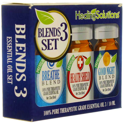 Healing Solutions Therapeutic Essential Oil Set, Blends 3 Set, 0.33 oz, 3 Ct