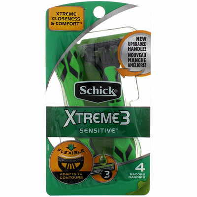 Schick Extreme3 Men's Sensitive Disposable Razors, 4 Ct
