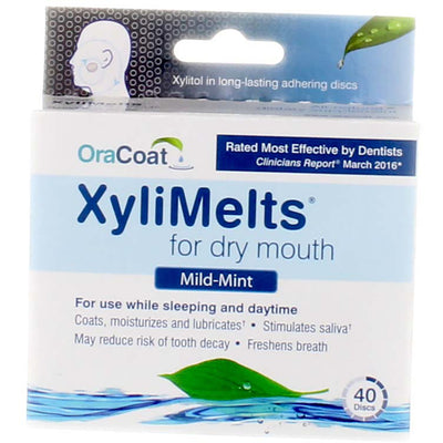 OraCoat XyliMelts For Dry Mouth Discs, Mild-Mint, 40 Ct