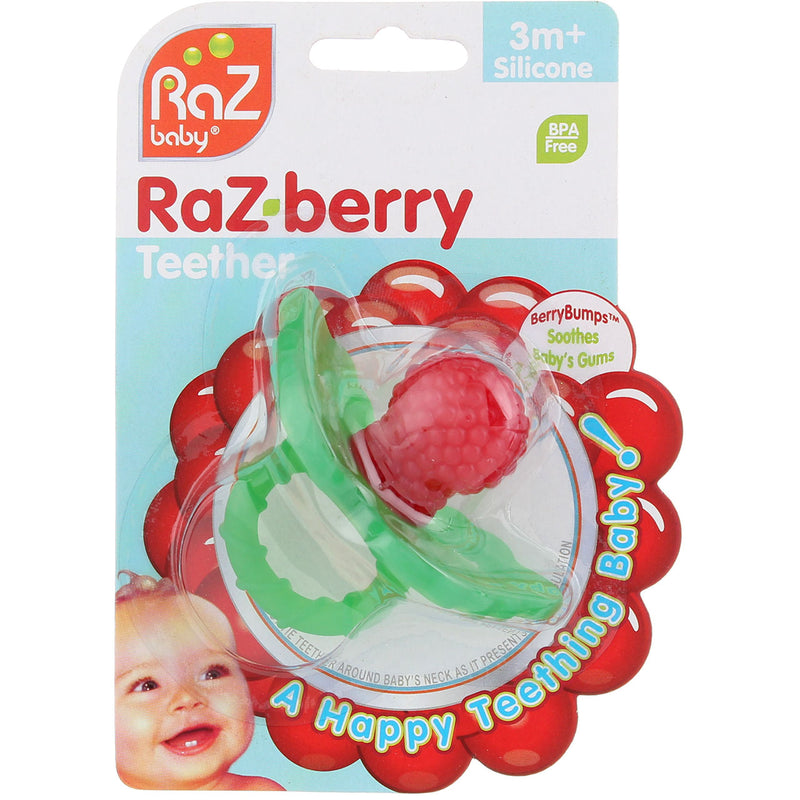 RaZ Baby RaZ-Berry Pacifier Silicone Teether, 3m+, Red