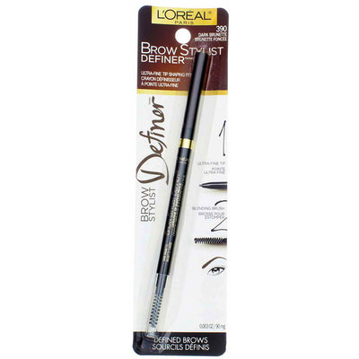 L'Oreal Paris Brow Stylist Definer Eyebrow Pencil, Dark Brunette 390, 0.003 oz