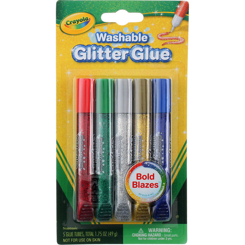 Crayola Washable Glitter Glue, Bold Blazes, 5 Ct