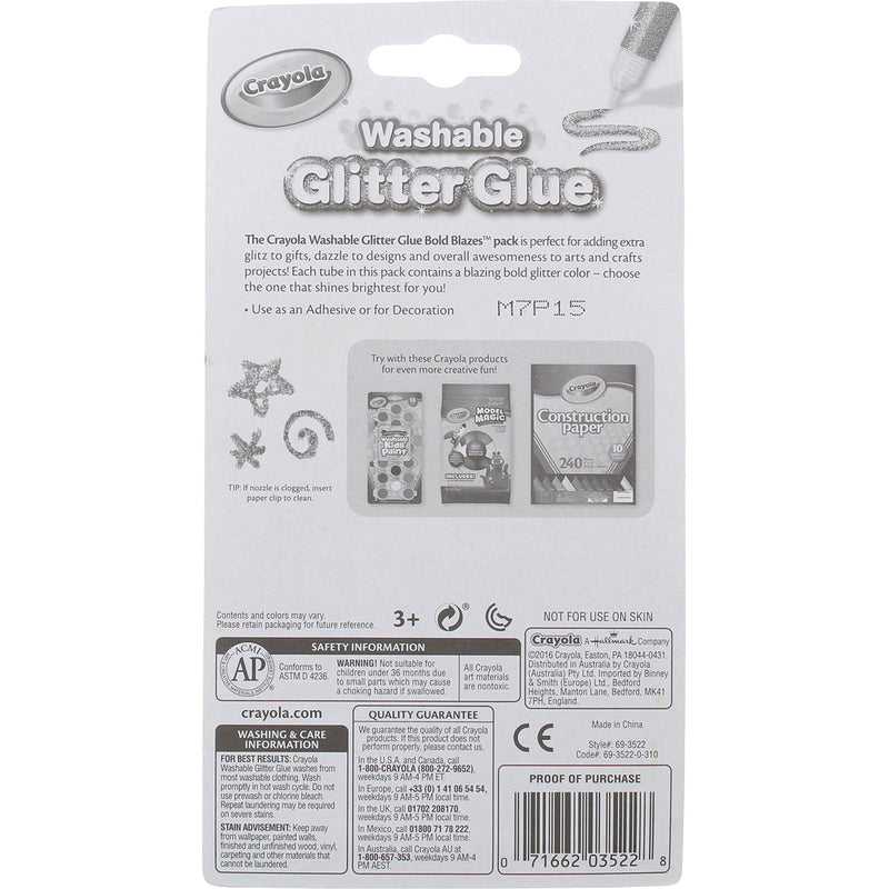 Crayola Washable Glitter Glue, Bold Blazes, 5 Ct