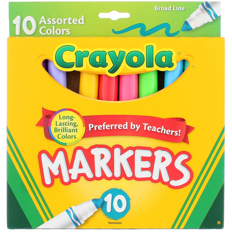 Crayola Broad Line Markers, Assorted Colors, 10 Ct