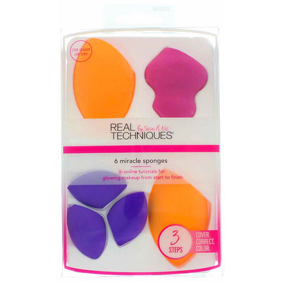 Real Techniques Miracle Complexion Sponges, for Foundation & Concealer, Multi Color, 6 Count