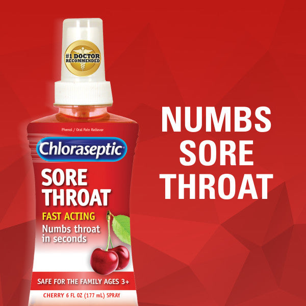Chloraseptic Sore Throat Spray, Cherry, 6 fl oz (Pack of 1)