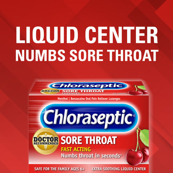 Chloraseptic Sore Throat Lozenges, Cherry, 18 ct (Pack of 1)