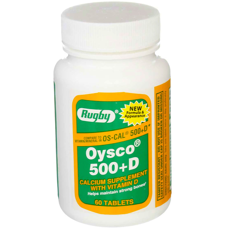 Rugby Oysco 500 + Vitamin D Tablets, 60 Ct