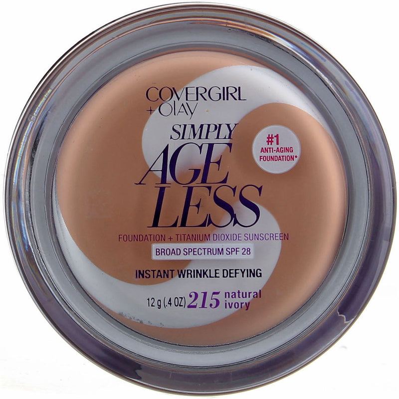 CoverGirl + Olay Simply Ageless Foundation, Natural Ivory 215, SPF 28, 0.4 oz