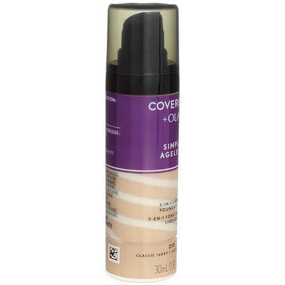 CoverGirl + Olay Simply Ageless 3-in-1 Liquid Foundation, Classic Ivory 210, 1 fl oz