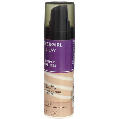 CoverGirl + Olay Simply Ageless 3-in-1 Liquid Foundation, Creamy Natural 220, 1 fl oz