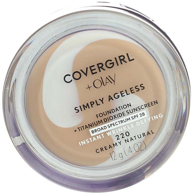 CoverGirl + Olay Simply Ageless Foundation, Creamy Natural 220, SPF 28, 0.4 oz