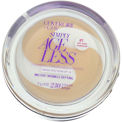 CoverGirl + Olay Simply Ageless Foundation, Classic Beige 230, SPF 28, 0.4 oz