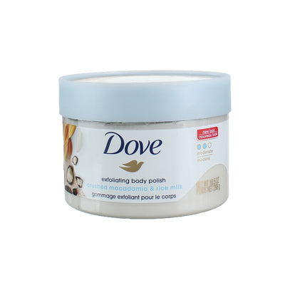Dove Exfoliant Moderate Body Polish, Crushed Macadamia and Rice Milk, 10.5 oz