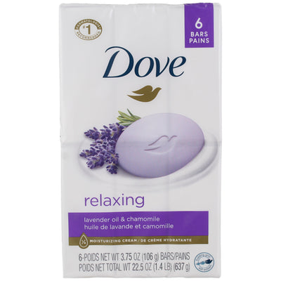 Dove Relaxing Beauty Bar Soap, Lavender, 3.75 oz, 6 Ct