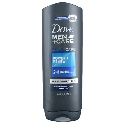 Dove Men+Care Sport care Power + Renew Body + Face Scrub, 18 fl oz