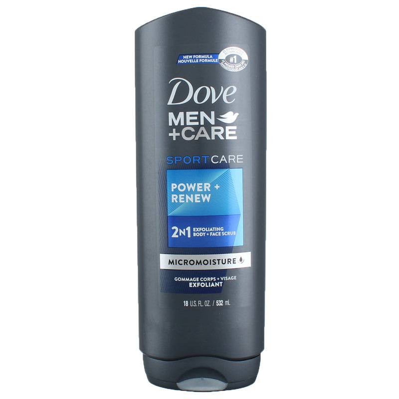 Dove Men+Care Sport care Power + Renew Body + Face Scrub, 18 fl oz