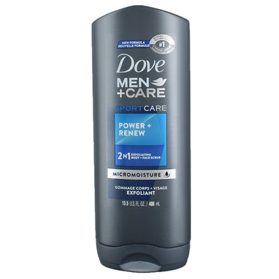 Dove Men+Care Sport Care Power + Renew Body + Face Scrub, 13.5 fl oz