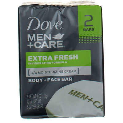 Dove Men+Care Extra Fresh Extra Fresh Body + Face Bar, 4 oz, 2 Ct