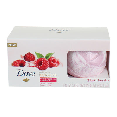 Dove Milk Swirls Bath Bombs, Vanilla Raspberry Creamsicle, 2.8 oz, 2 Ct
