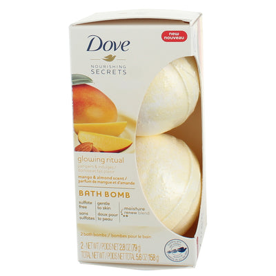 Dove Nourishing Secrets Glowing Ritual Bath Bombs, Mango & Almond, 2.8 oz, 2 Ct