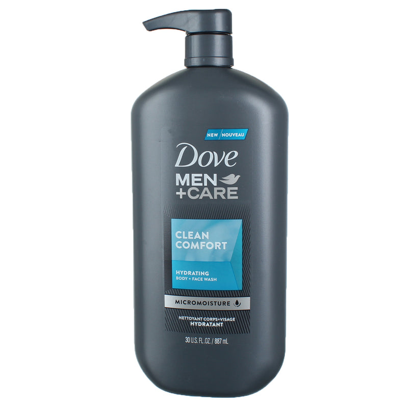 Dove Men+Care Clean Comfort Hydrating Body + Face Wash, 30 fl oz